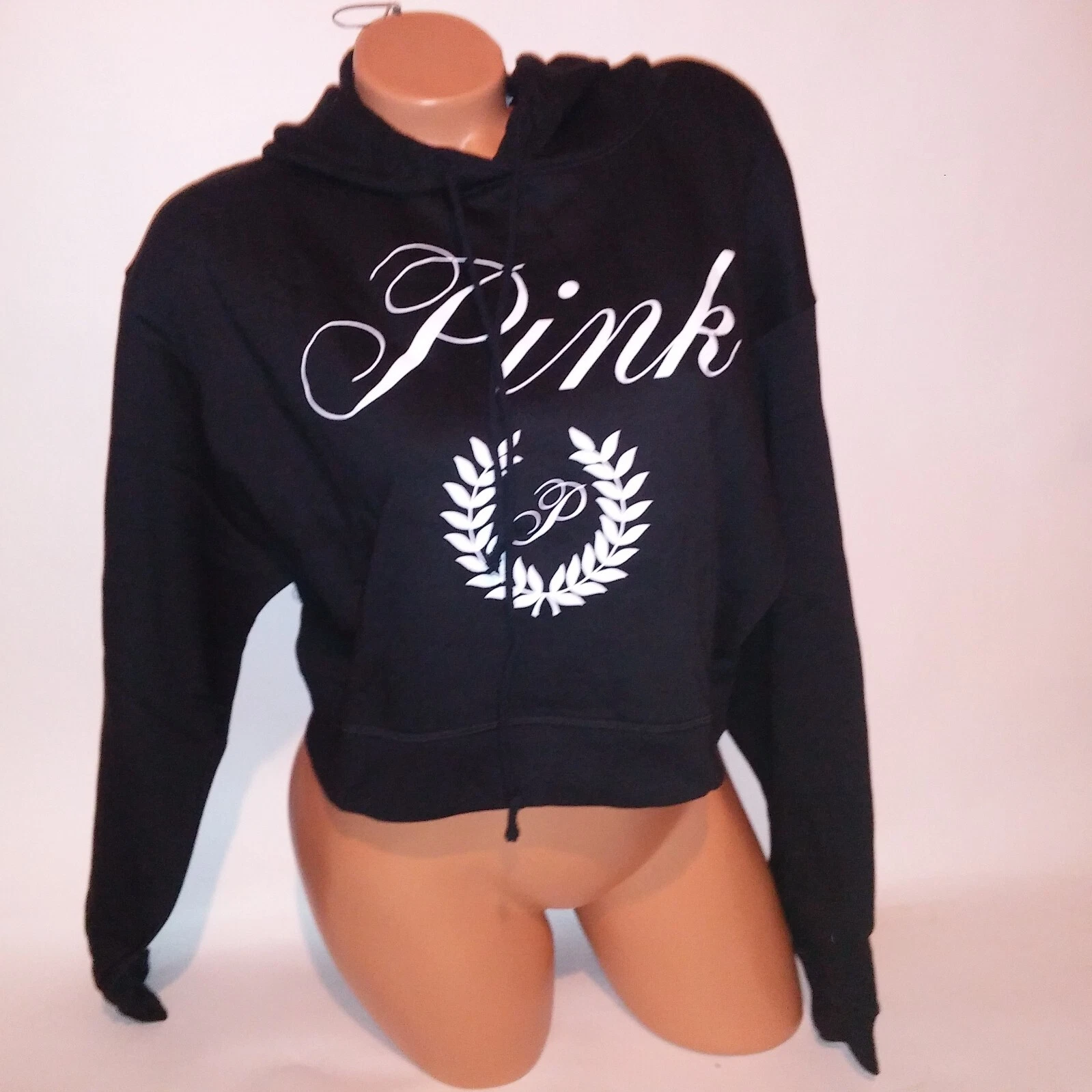 UNDERCOVER Felpa con cappuccio Victoria Secret ROSA Crop nera bianca logo pullover manica lunga