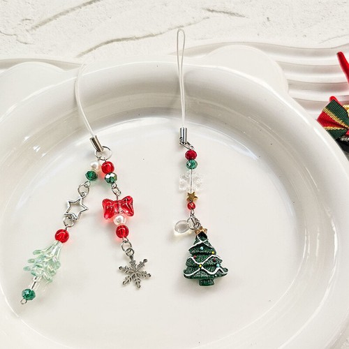 Christmas Tree Phone Chain Snowflakes Water Drop Lanyard Pendant Bag Decor - 第 1/10 張圖片