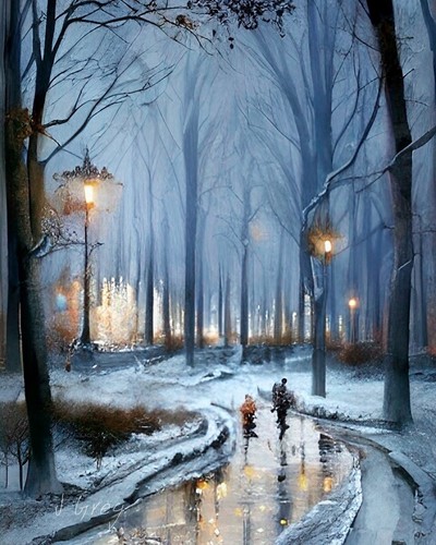 Signed Winter Landscape Canvas Art Print | 16 X 20 Modern Wall Art Decor - 第 1/5 張圖片