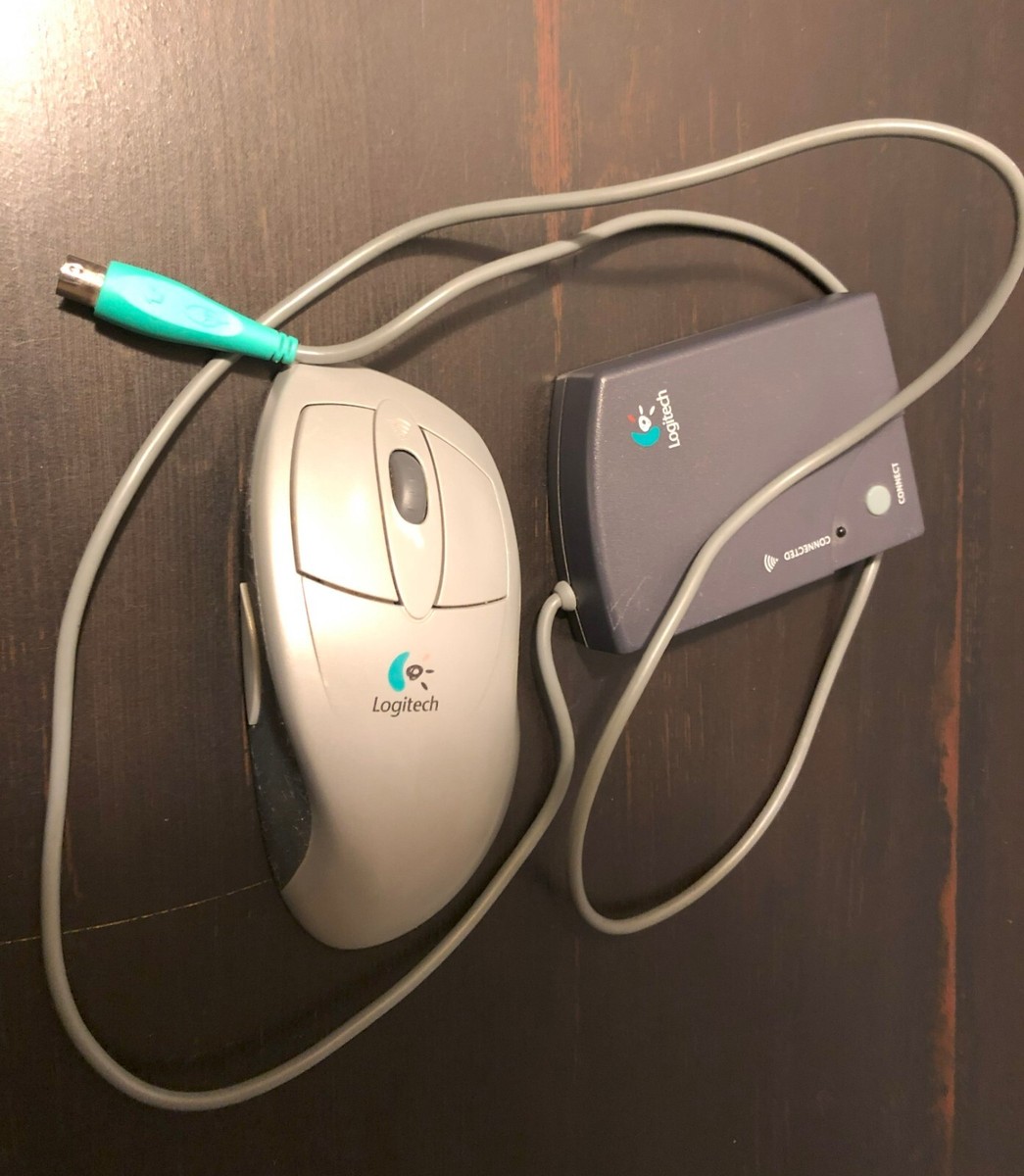 Vintage Logitech Cordless Mouseman Wheel PS/2 Wireless Ball Mouse