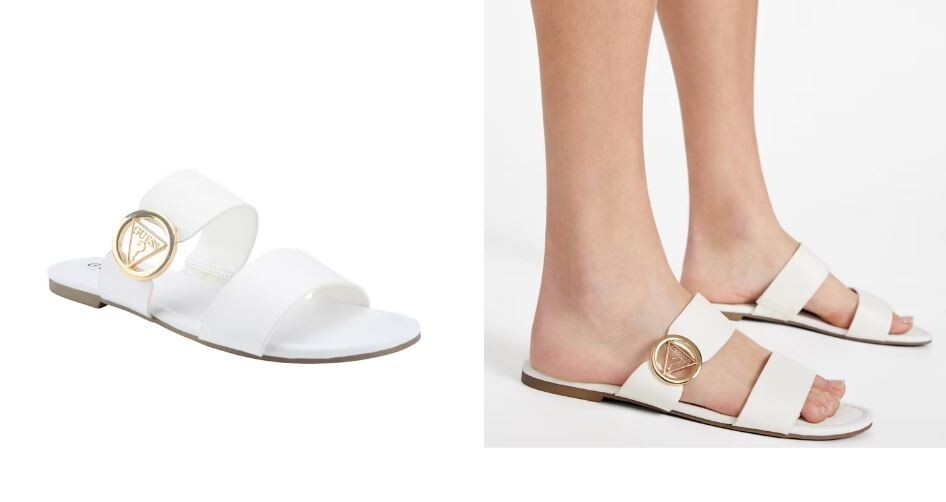 【GUESS】レディース ストリング 裏バンディング ワイド Lyndon Logo Slides | GUESS Factory