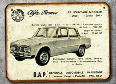 Plaque Métal Vintage Alfa Romeo 2600 – Déco Rectangulaire (neuve)