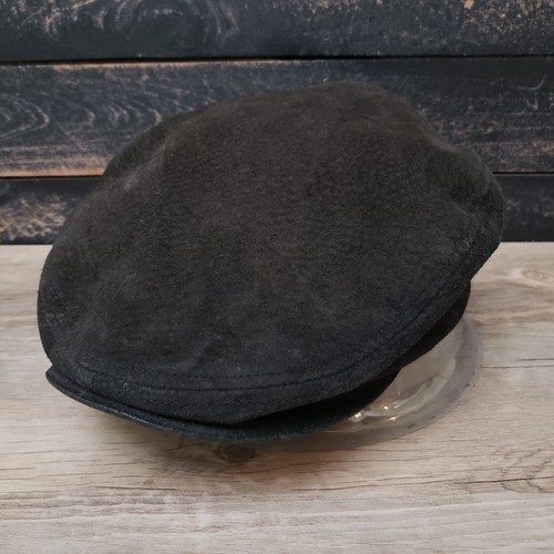 Stetson Leather Flatcap Mütze L/XL schwarz Wildleder distressed Echtleder