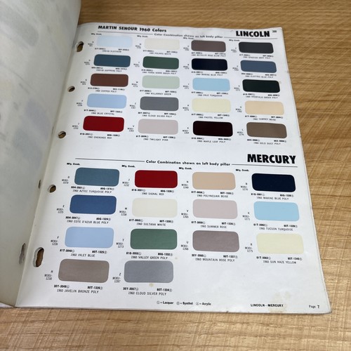 Tabla de pintura de directorio de colores automotriz Martin-Senour 1960 de colección Napa - Imagen 5 de 6