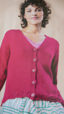 Muster für schlichte Strickjacke mit Spitzenbordüren aus DK-Garn.-Gr. 32-42ins
