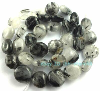 Flat Button Baroque Natural Agate Prehnite Rutilated Quartz Gemstone 16'' DIY Mak