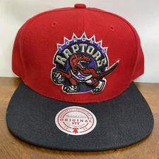 Mitchell & Ness NBA Toronto Raptors SnapBack Adjustable Hat Red And Black Colors