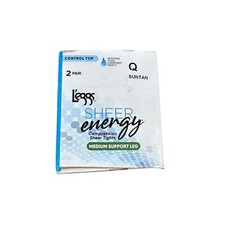 L'eggs Sheer Energy Compression Control Top Suntan 97979 Tights Q Large 2-Pack