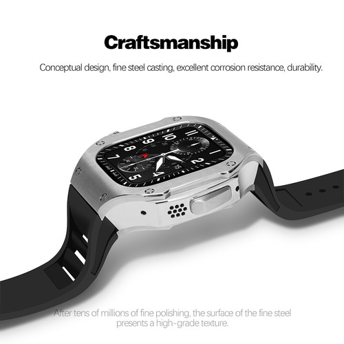Luxury Cover iWatch Ultra 49mm Case Fluororubber Band Mod for Apple Watch Ultra - Photo 3 sur 16
