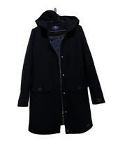 TOM TAILOR Dufflecoat Mantel XS S 34 36 Wolle dunkelblau Kapuze Reißverschluss