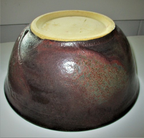 1995 SIGNED GLAZED COVERED POTTERY BOWL Standen 6 1/2" H x 9" Diameter - Picture 6 of 12