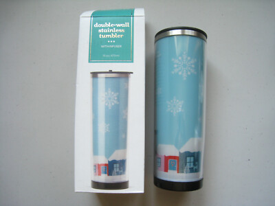 DAVID s TEA Double Wall Stainless Steel Tumbler Travel Mug Winter Christmas Rare