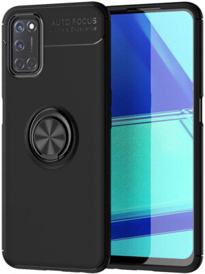 Black Oppo A72 Slim Armor Metal 360 Rotating Ring Stand Case