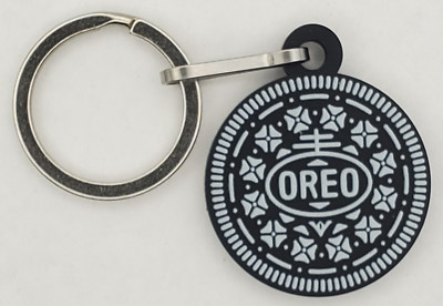 Nabisco Oreo Cookie One Sided Key Chain Ring Soft Plastic w Metal New Old Stock