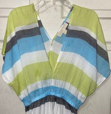 Ladies Sz M Michael Kors Striped Sheer Cover Up