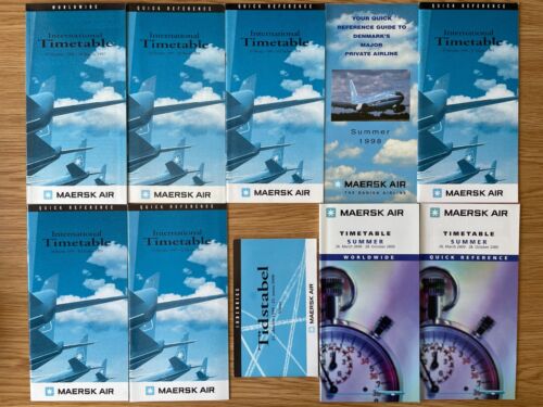 Lot of 29 Danish airline timetable - Maersk Air, Muk Air, Airtaxi, Cimber Air - Picture 2 of 5