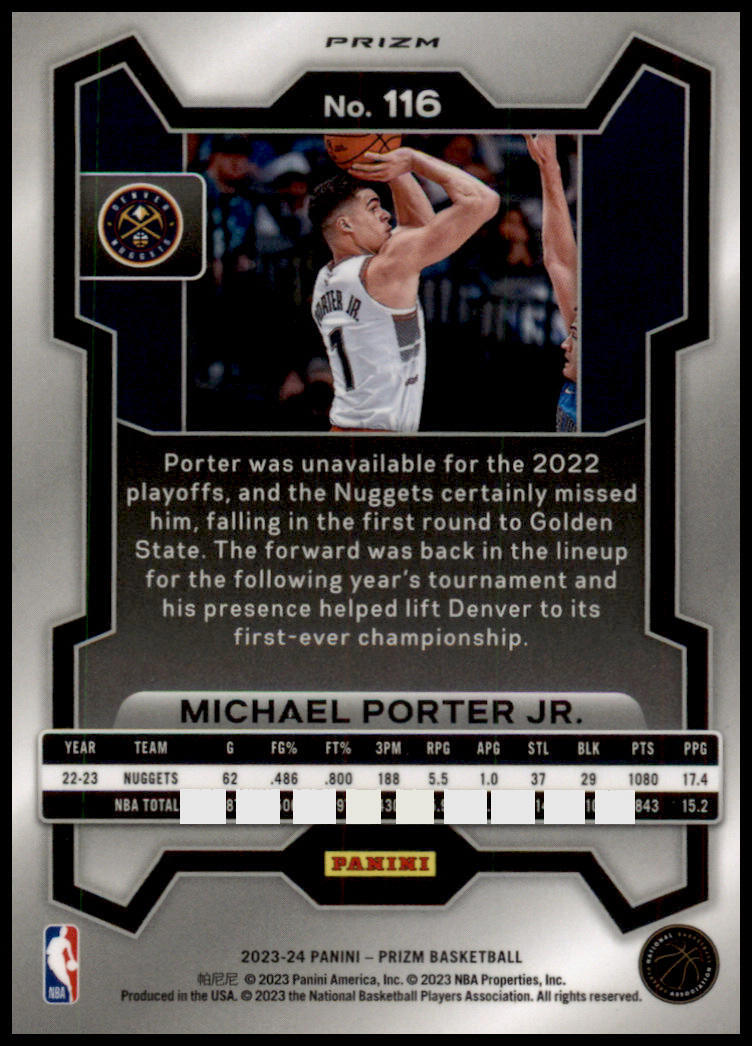 2023-24 Panini Prizm #116 Michael Porter Jr. Prizms Silver | eBay