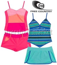 NEW GIRLS FREE COUNTRY 2 PIECE SWIMSUIT SWIM SET VARIETY COLORS, SIZES,  STYLE