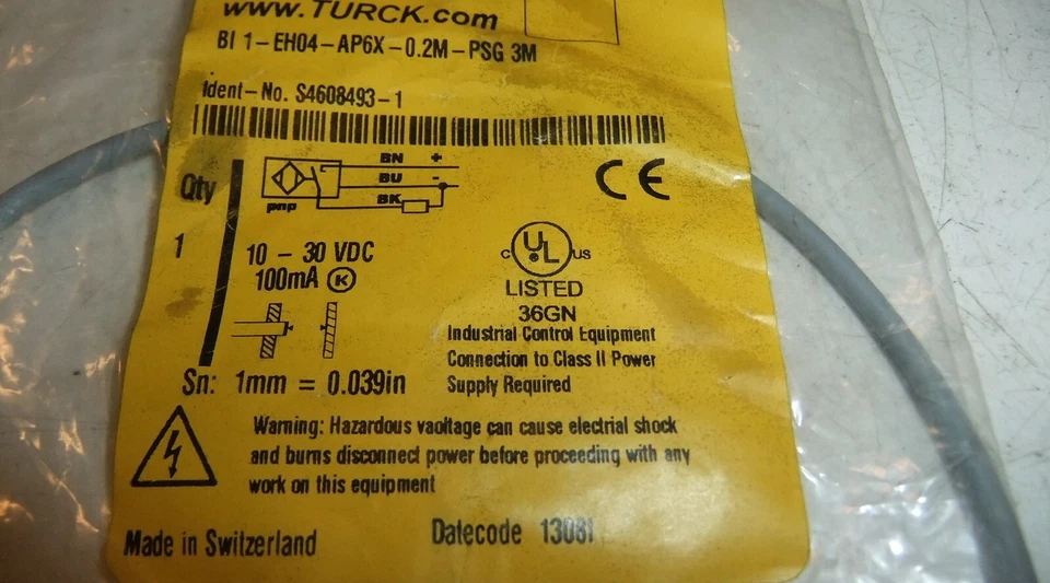 Turck BI1-EH04-AP6X-0.2M-PSG 3M Proximity Sensor - Image 2 of 3