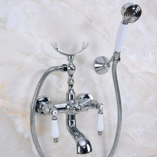 Chrome Brass Bathroom Faucet Set Bathtub Handheld Shower Cold Hot Taps 2na236