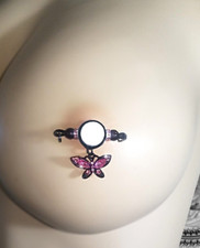 Nipple Rings - PAIR Fake Barbells -NON PIERCING nipple jewelry - b-002