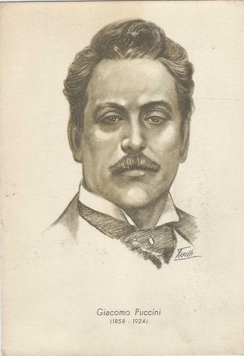 GIACOMO PUCCINI Original Vintage Ricordi Postcard Artwork by PISELLI