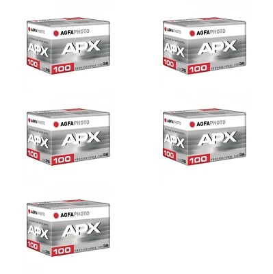 AgfaPhoto Confezione 5 APX 100 Prof 135-36 B&W 36 Esposizioni - STOCK UFFICIALE UK