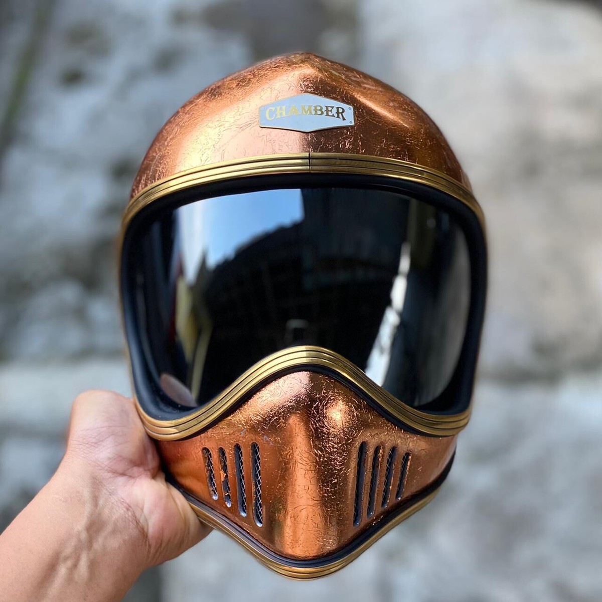 SALE! CUSTOM HELMET GHOSTBONE ROSE GOLD LEAF