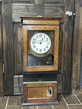 RARE Antique Cincinnati Time Recorder Clock Nice Shape Solid Frame