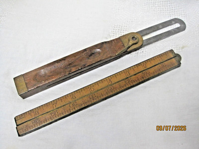 Antique STANLEY 66 3/4 Rule 36'' Ruler Brass 7.5'' Bevel Square 1920-35 Excellent