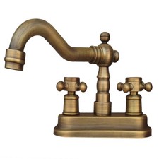 Bathroom Sink Faucet with Two Hole Tap in Antique Brass 4 Inch Centerset