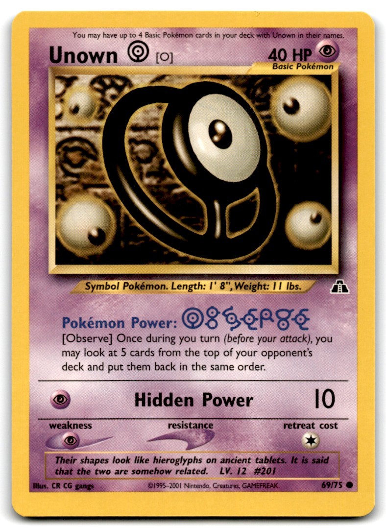Unown (O) 2001 Pokemon Neo Discovery Unlimited Common #69/75 - LP