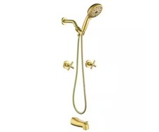 Forclover Brushed Gold Double Handle 10-Spray Tub and Shower Faucet 1.8 GPM
