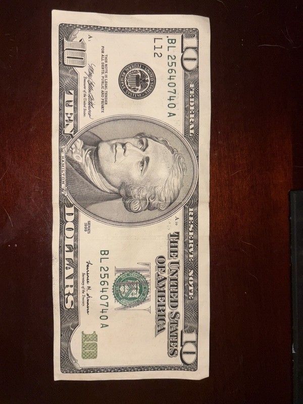 1999 CRISP $10 TEN DOLLAR FRN FEDERAL RESERVE NOTE “OVERPRINT BACK NUMBER ERROR”