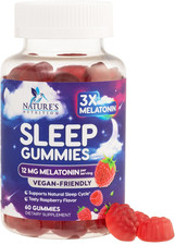 Melatonin Sleep Gummies 12mg - Extra Strength Sleep Support Melatonin Gummy for