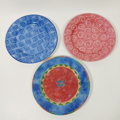 3 SANGO Potpourri Mix & Match 8'' Salad Plates Pink Sky, May Night & Forever Blue