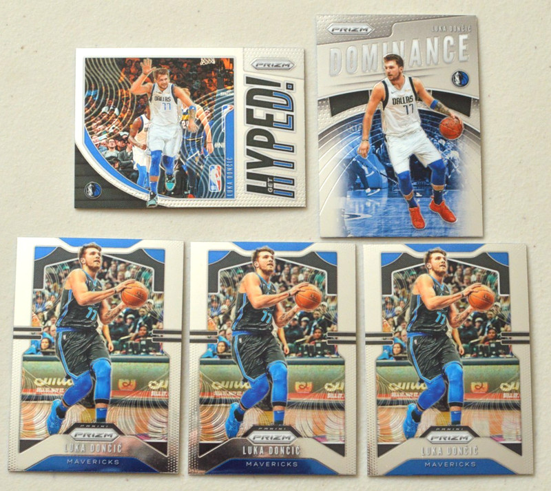2019-20 Luka Doncic Panini Prizm Base & Insert 5 Card Lot NM-MT+ Mavs Lakers