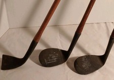 3 Antique Mashie Niblick Hickory Wood Golf Clubs