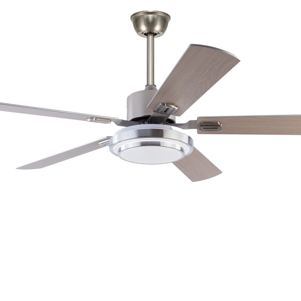 Lámpara de ventilador de techo 52"" 5 aspas de acero inoxidable lámpara de ventilador LED con control remoto Foto 4 de 4