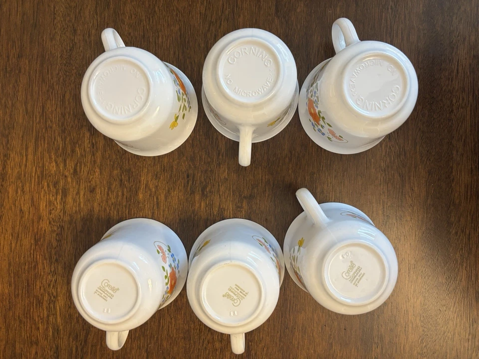 Juego de 6 tazas planas florales vintage Corelle CORNING flor silvestre Foto 4 de 4