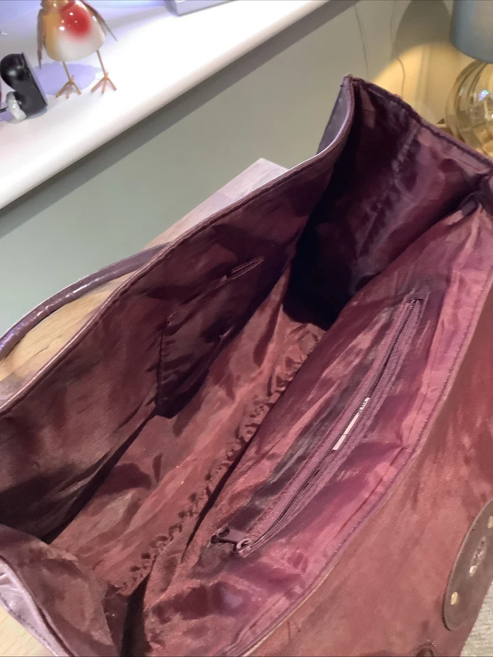 BHS Bayswater Style Burgundy Brown Faux Leather Handbag In Excellent Condition - Image 4 of 4