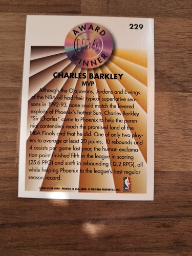 1993-94 Fleer - #229 Charles Barkley, Award Winner - Picture 6 of 10