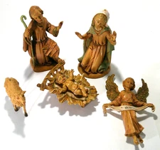 Vintage 5 DEPOSE ITALY Nativity Scene Manger Figures Baby Jesus Angel Mary