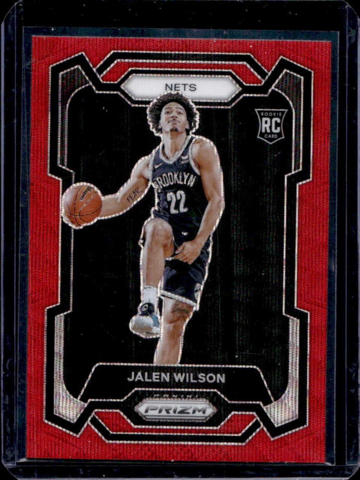 2023-24 Prizm Jalen Wilson RC Prizms Ruby Wave Rookie #128 Nets