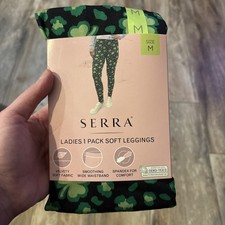 Ladies 1 Pack Soft Leggings (Size M 8-10) Floral shamrock 