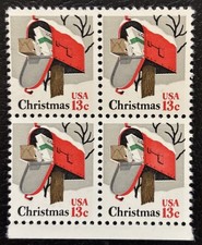 Product Image: US Scott #1730, Christmas Rural Mailbox.  Block of 4, 1977, MNH