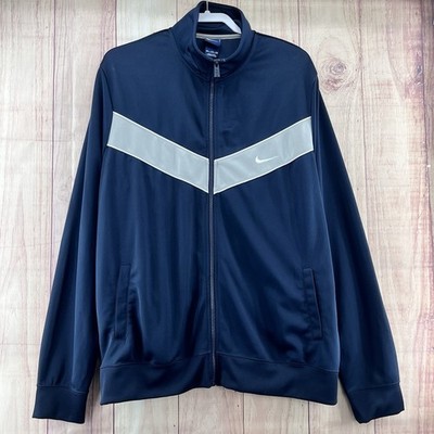 Vintage Nike Navy Blue Gray Track Jacket Mens Sz XXL Full Zip Lined Windbreaker