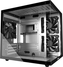 mATX Case with 270  Glass Panel, 3 Fans  USB 3.0, Black.