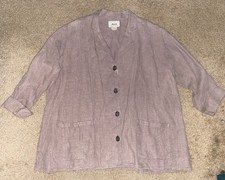 Flax Jeanne Engelhart Linen Blazer Jacket Boho Lagenlook Small Brown Pocket