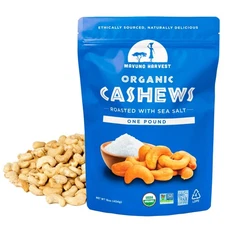 Mavuno Harvest Organic Roasted Cashews with Sea Salt | Dry Roasted Whole Cash...